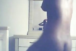 Insanely sexy ebon girlfriend undresses for me on web camera