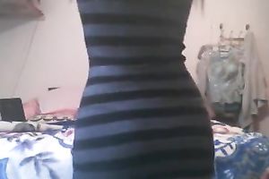 Ardent Asian horny white wife was posing in her constricted hawt mini costume bragging of her gazoo