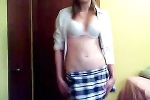 I wear hawt college uniform and acquire nude in advance of masturbation