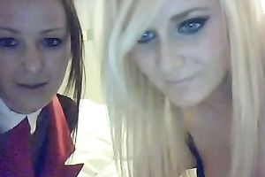 Two filthy and juvenile white whores on livecam flashing