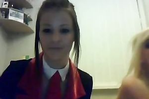 Two filthy and juvenile white whores on livecam flashing