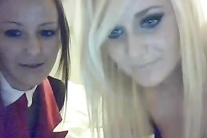 Two filthy and juvenile white whores on livecam flashing