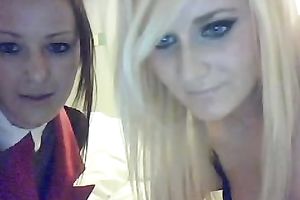 Two filthy and juvenile white whores on livecam flashing
