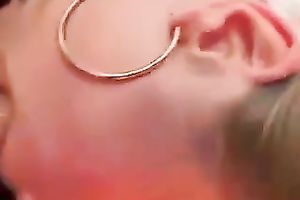 Lovely golden-haired GF gives head in a car in the morning