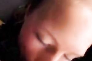 Lovely golden-haired GF gives head in a car in the morning