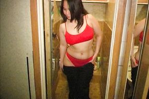 Lovely non-professional Asian honey in the bath disrobes and piddles