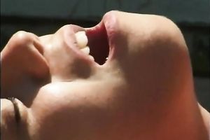 Horny chick eats banana during the time that getting her slick vagina polished