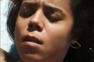 Horny chick eats banana during the time that getting her slick vagina polished