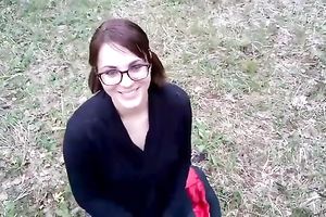 Forest Blowjob with cum gulp