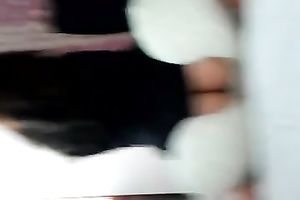 Naughty non-professional brunette hair babe shows off her ass and teases her Korean slit