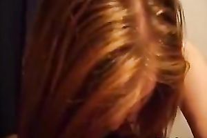 Fire kissed ginger girlfriend joyfully sucks my unyielding bowed dick