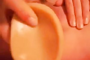 Sweet non-professional sweetheart was teasing her own bald wet snatch with pink marital-device