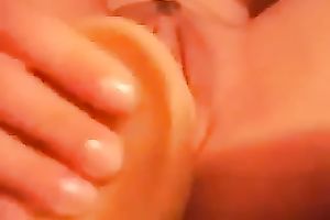 Sweet non-professional sweetheart was teasing her own bald wet snatch with pink marital-device