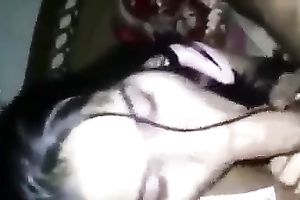 Sweet dilettante black haired gal sucked my friend's knob at night