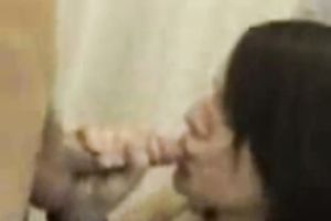 Sweet brunette hair lustful GF gives head and eats cum on POV movie scene