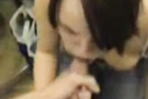 Sweet brunette hair lustful GF gives head and eats cum on POV movie scene