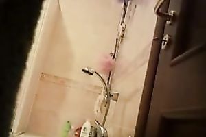 Wonderful cute and charming slim gal was washing on my spy cam