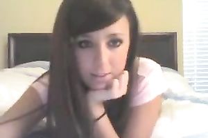 Straight haired gorgeous web camera white women in light pink T-shirt in nature's garb her bum