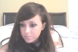 Straight haired gorgeous web camera white women in light pink T-shirt in nature's garb her bum