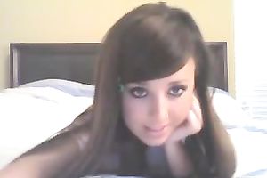 Straight haired gorgeous web camera white women in light pink T-shirt in nature's garb her bum