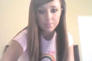 Straight haired gorgeous web camera white women in light pink T-shirt in nature's garb her bum