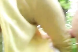 Fucking a filthy breasty floozy in the woods filmed by my friend