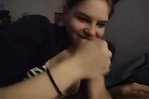 Cute white girlfriend is very glad to extract cum