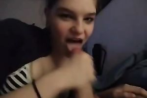 Cute white girlfriend is very glad to extract cum