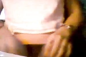 Kinky dilettante girlie sits on the chair and enjoys tickling her wet love tunnel