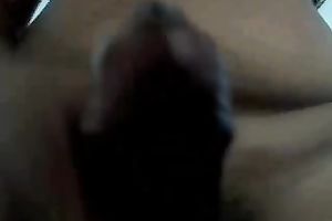 Busty tranny jerking off intensively in front of camera