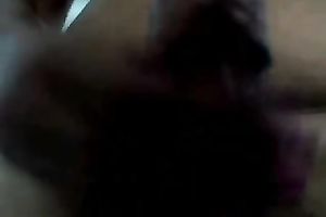 Busty tranny jerking off intensively in front of camera