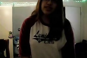 Kinky nerdy fatty positions on web camera and flashes her large bubble arse