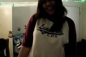 Kinky nerdy fatty positions on web camera and flashes her large bubble arse