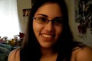 Kinky nerdy fatty positions on web camera and flashes her large bubble arse