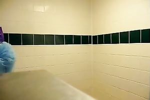 Watch purple-haired me washing my moist mounds in the shower