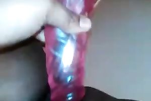 Poking my cookie with large sex toy and filming it from POV