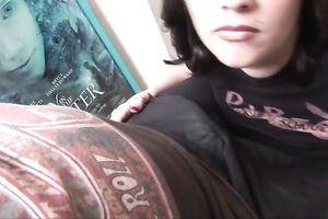 Hot and busty babe shows off her milk shakes and teases her stud