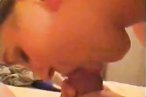 Adorable 22 yo girlfriend blows my large prick until I cum