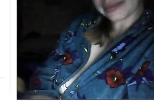 Russian bulky rural milkmaid shows her shapes on cam