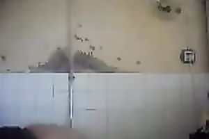 Arab milf takes shower caressing her hot breasty body on camera