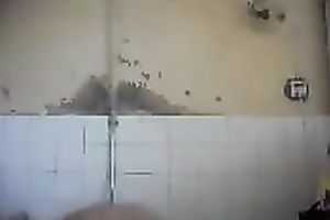 Arab milf takes shower caressing her hot breasty body on camera