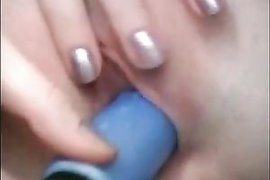 Fresh hawt pale skin blond BBC slut stuffs that thing in her love tunnel