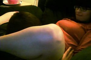 Cute and nerdy brunette hair girl enjoys fleshly carpet munch