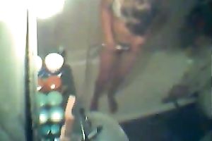 My recent girlfriend is washing her cookie in the shower