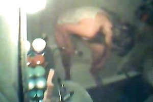 My recent girlfriend is washing her cookie in the shower