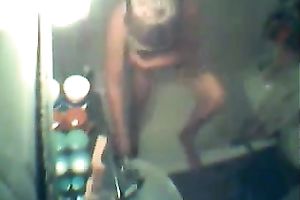 My recent girlfriend is washing her cookie in the shower