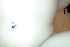 Big hawt tit white wench receives drilled and spermed in her hairless pussy