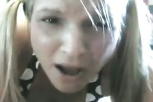 Saucy and nasty blond teen with ponytails deepthroating me in amateur movie