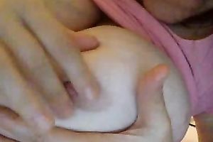 Horny big beautiful woman Swedish girlfriend shows off her huge milk cans for me