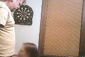 Sexy all natural black haired playgirl stood on knees to engulf a yummy wang